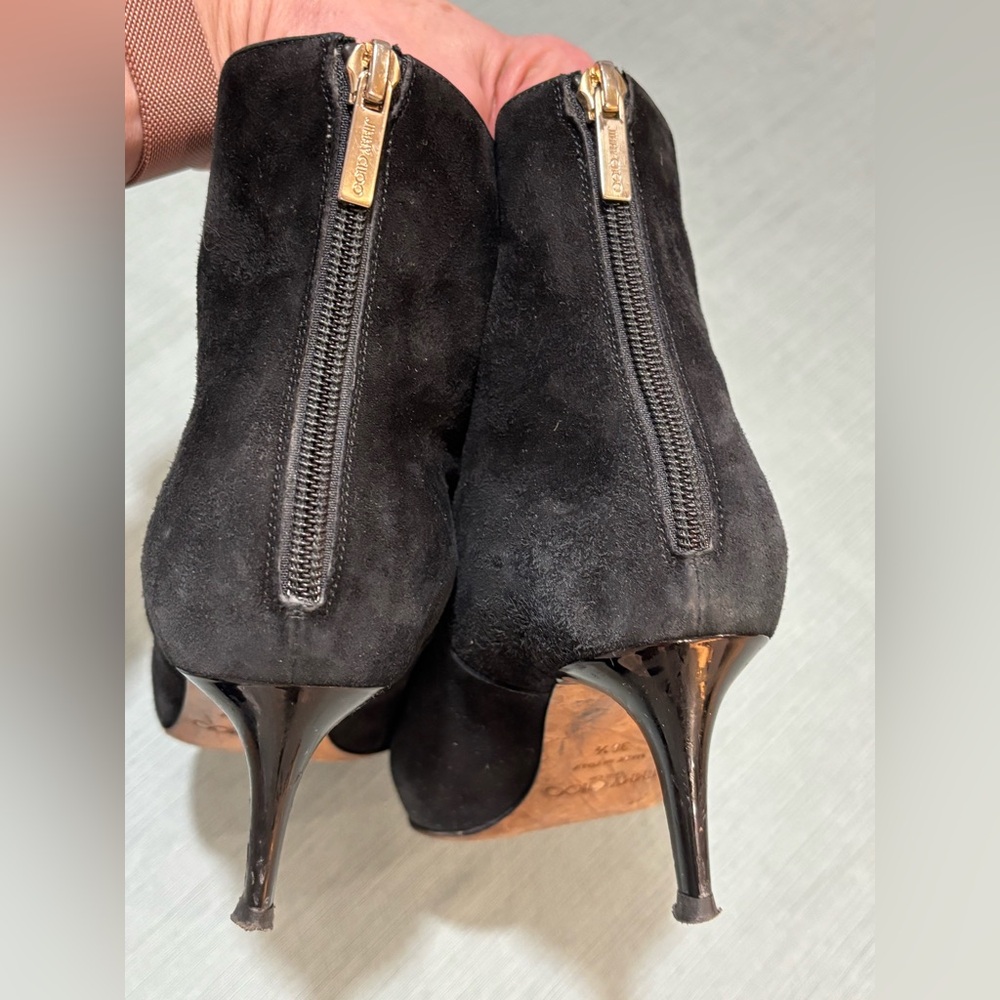 Jimmy Choo Black Suede Ankle Booties 36 1/2 Italy - Picture 4 of 10